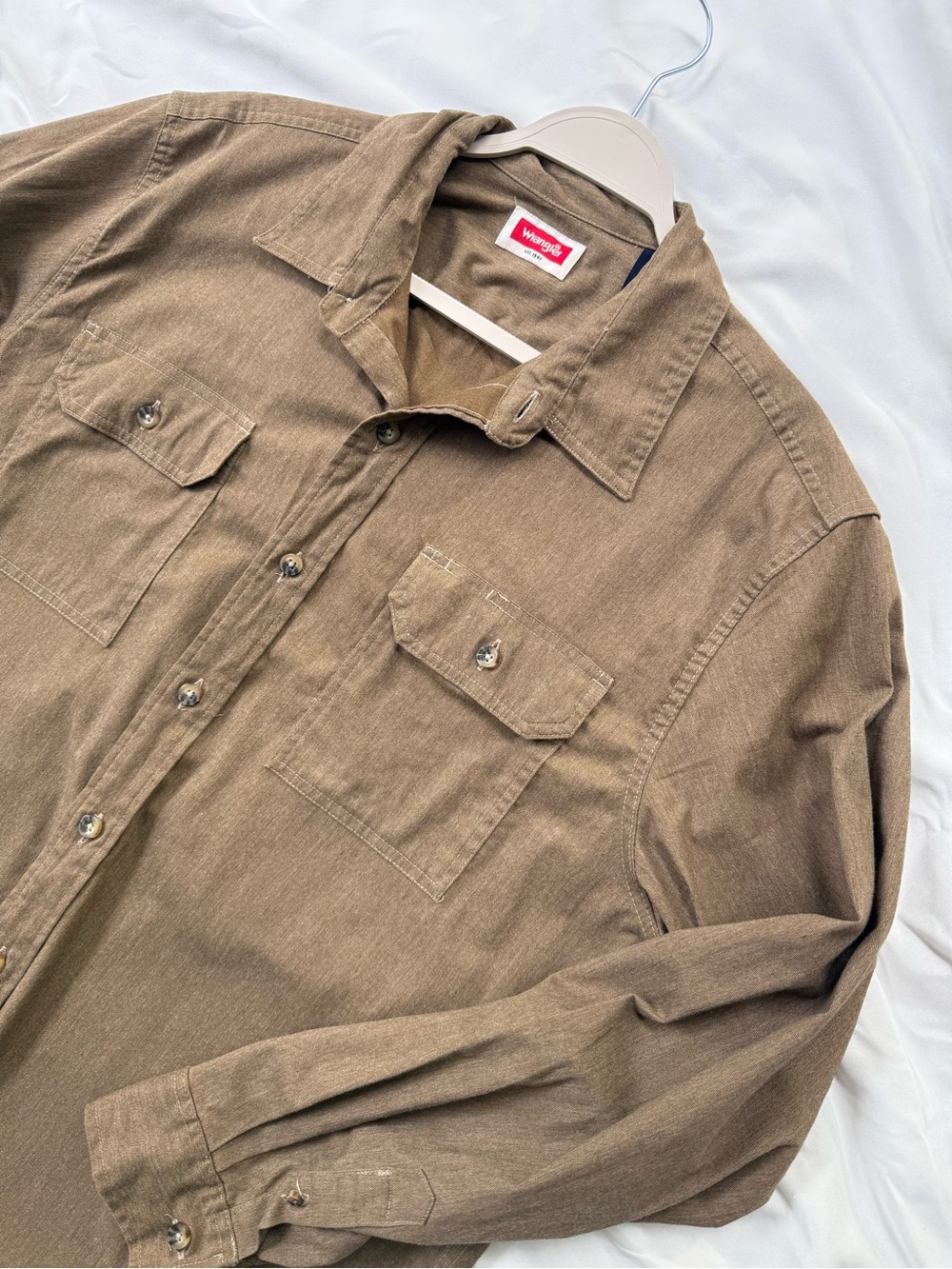 Wrangler Tan Button-Down Work Shirt